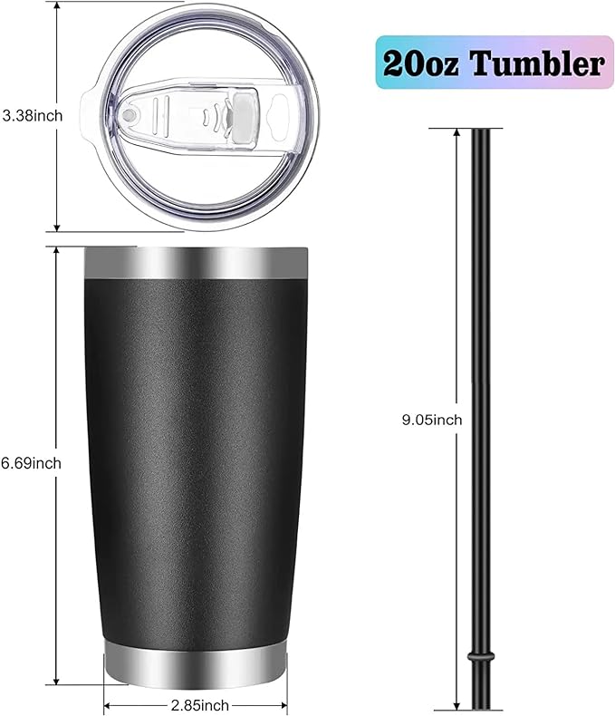 VEGOND 20oz Tumbler with Lid and Straw Stainless Steel Tumbler Cup Bulk Vacuum