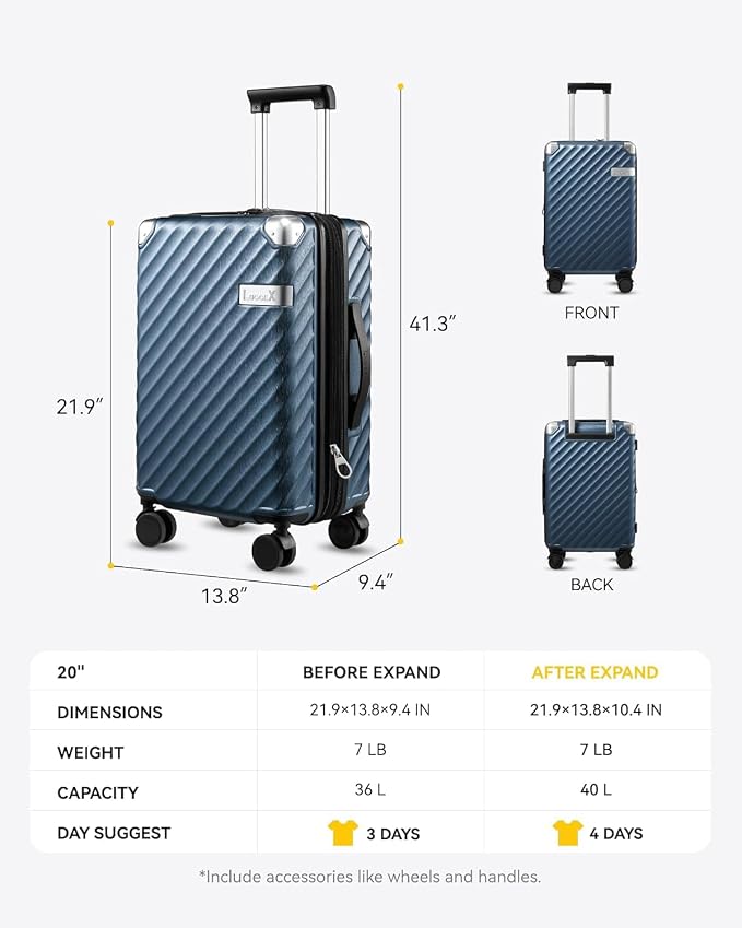 LUGGEX Luggage with Spinner Wheels