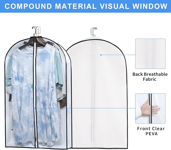 Hanging Clothes Storage with 4" Gusseted Garment Covers