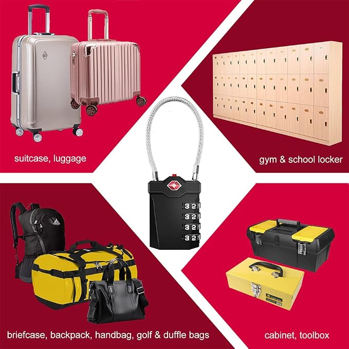 ZHEGE TSA Approved Locks for Luggage, Cable Locks
