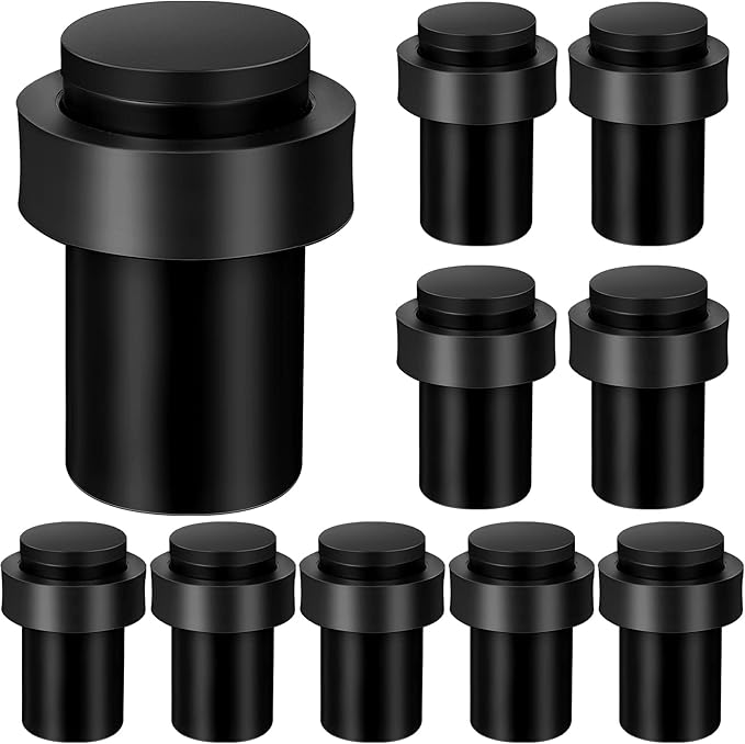 Chumia 10 Pcs Door Stopper Mounted Floor Stops Stainless Steel Cylindrical