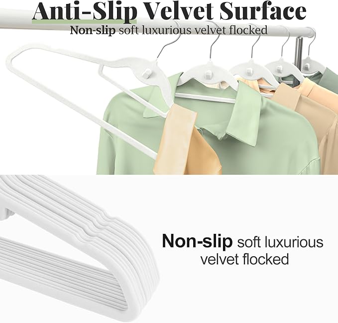 Velvet Felt Stackable Hangers 50 Pack, Non Slip,
