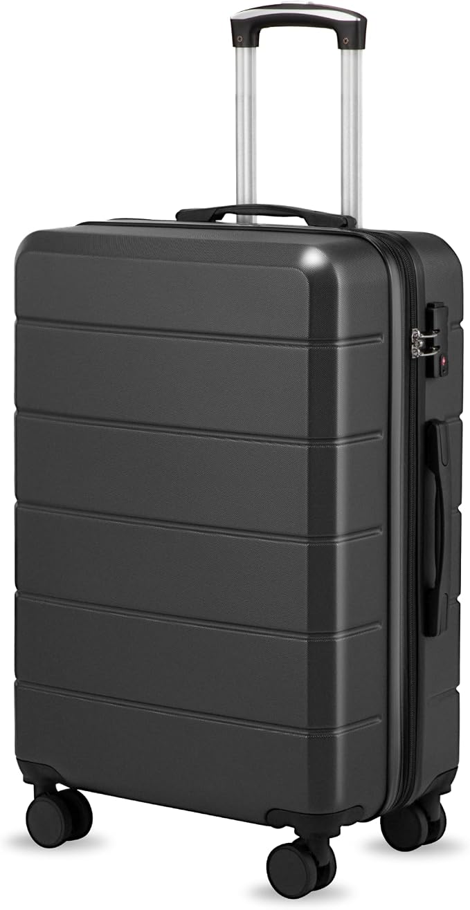 24 Inch Luggage with Spinner Wheels, Expandable Hardside Medium Checked Suitcase
