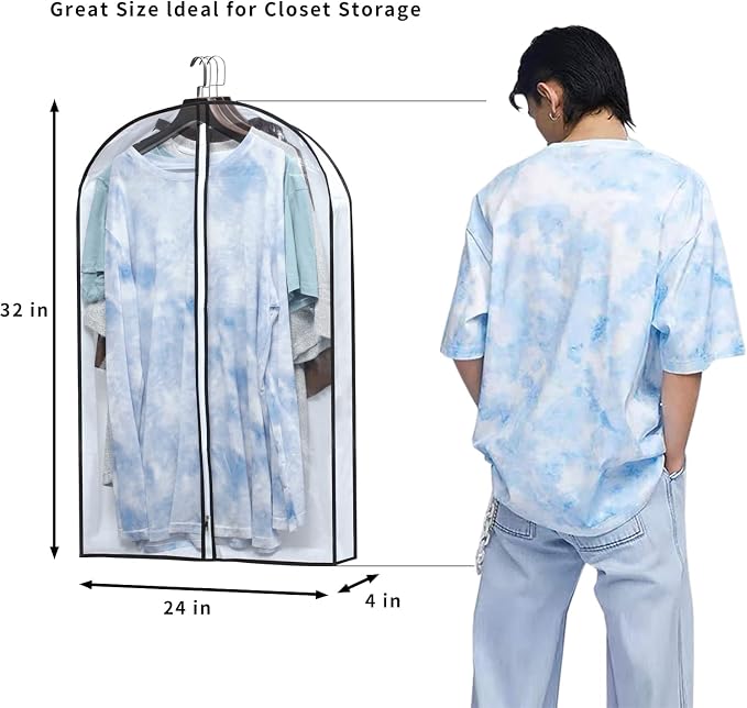 Hanging Clothes Storage with 4" Gusseted Garment Covers