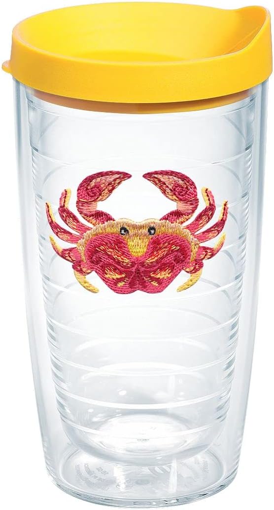 Tervis Tropical Animal Collection Made in USA Double Walled Insulated Tumbler Travel Cup Keeps Drinks Cold & Hot, 16oz, Crab