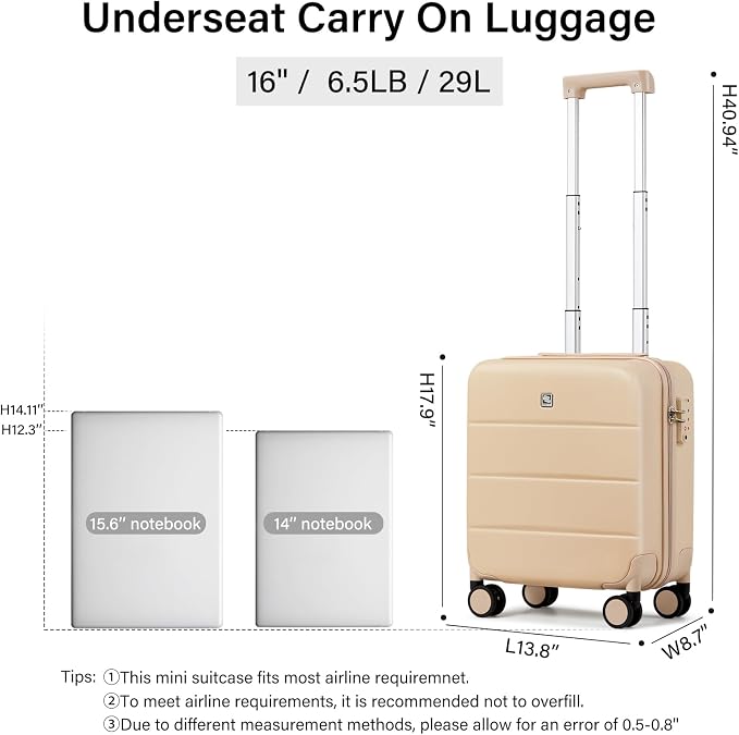 Hanke 16 Inch Underseat Carry On Luggage
