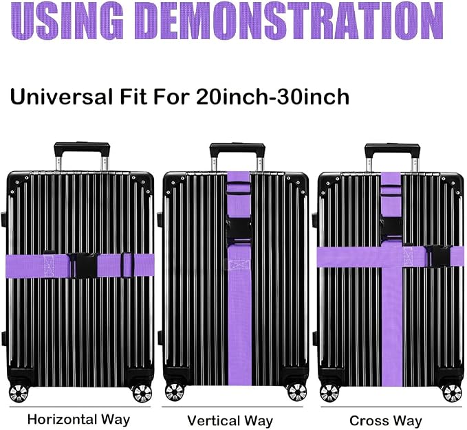 Luggage Straps for Suitcases TSA Approved-2 Pack Bright Personalized Luggage