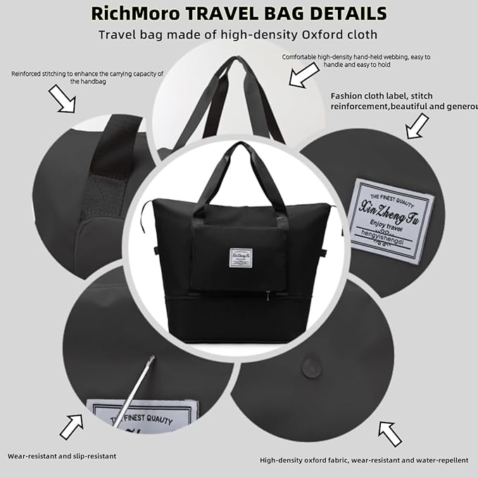 Large Capacity Foldable Travel Bag, Expandable lightweight Carry on Bag