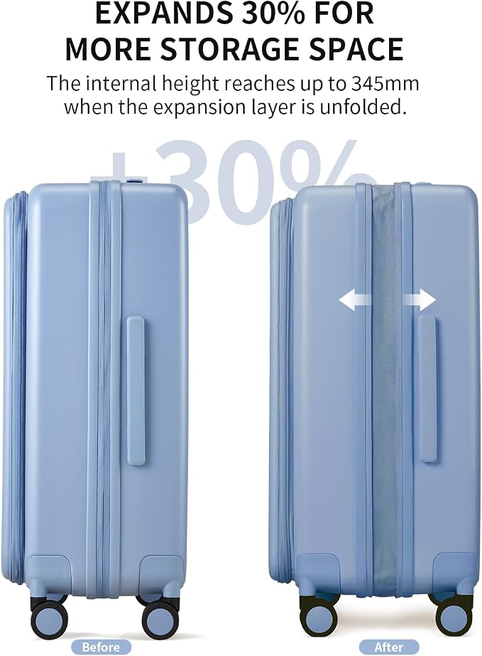 aji Expandable Top Opening Carry On Luggage Airline Approved, 20 Inch