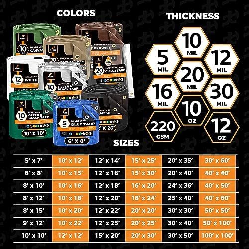Multipurpose Protective Cover Brown Poly Tarp 30' x 40'