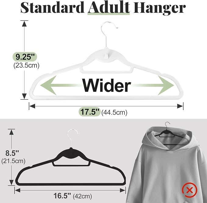 Velvet Felt Stackable Hangers 50 Pack, Non Slip,
