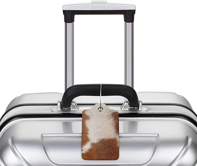2 Pcs Funny Brown Cowhide Pattern Luggage Tag