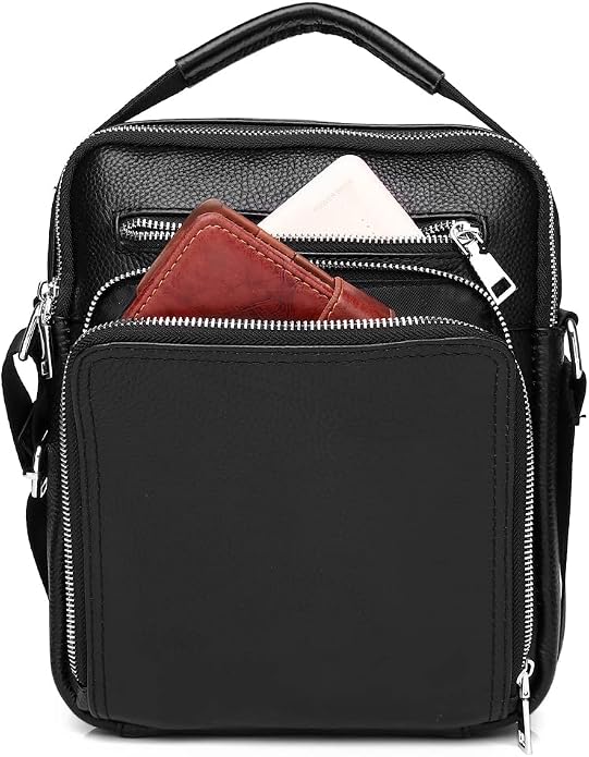 KPYWZER Genuine Leather Shoulder Bag Small Men Messenger Pack Handbag Sling