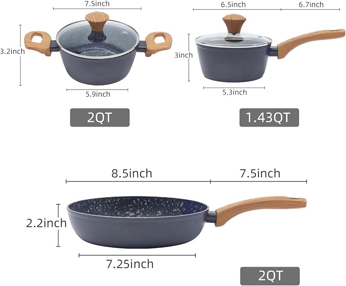 3-Piece Nonstick Pots and Pans Set
