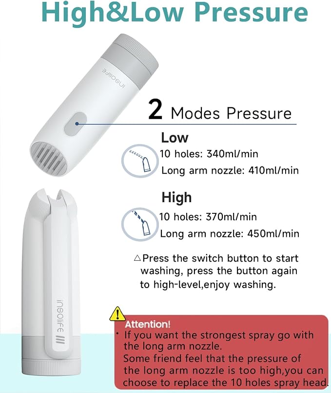 Portable Bidet | High Pressure Travel Bidet | Rechargeable Electric Portable