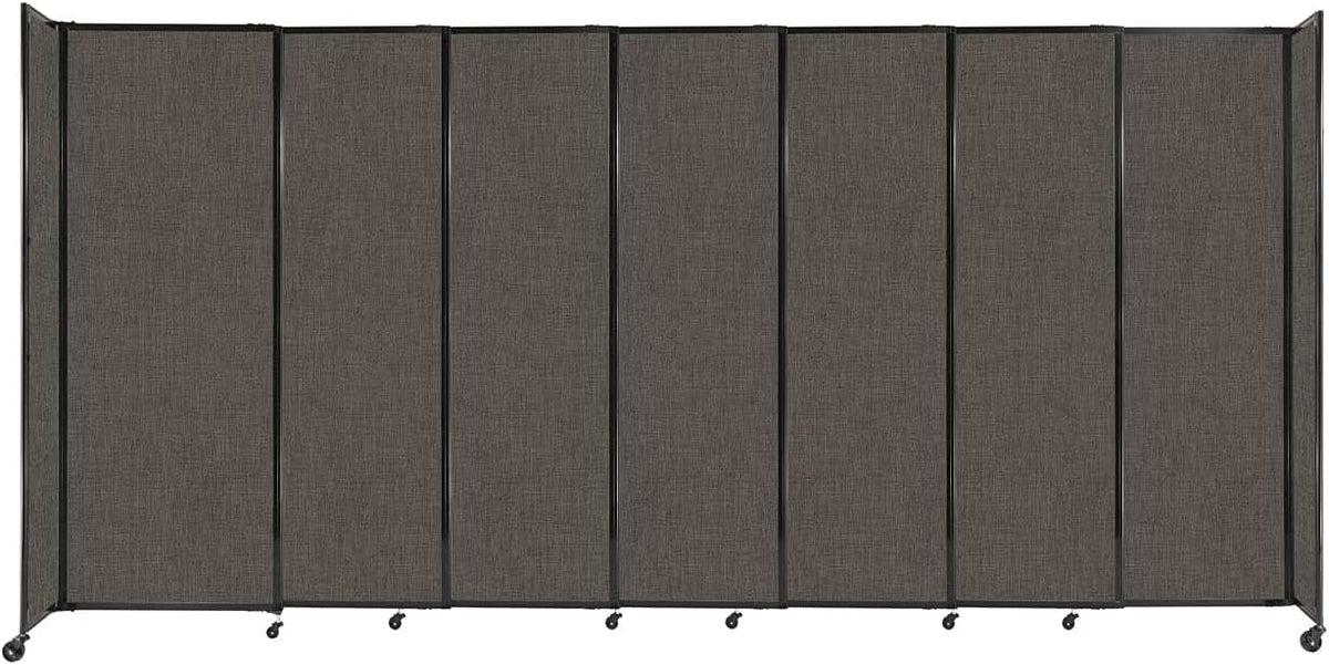 Versare Straightwall Sliding Portable Wall Partition | Freestanding Office Dividers | Locking Wheels | Temporary Room Separator | 15'6" Wide x 7'6" Tall Mocha Fabric Panels