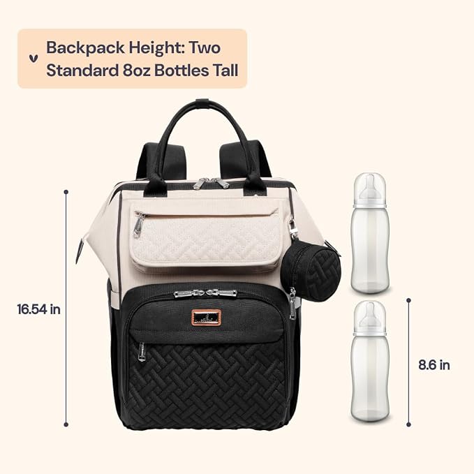 BabbleRoo Diaper Bag Backpack, Stroller Straps & Pacifier Case, Unisex Stylish