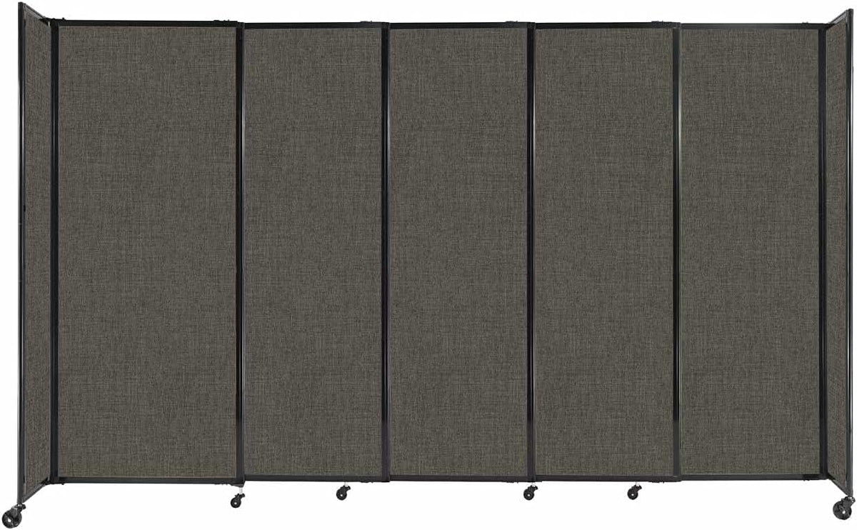 Versare Straightwall Sliding Portable Wall Partition | Freestanding Office Dividers | Locking Wheels | Temporary Room Separator | 11'3" Wide x 6'10" Tall Mocha Fabric Panels