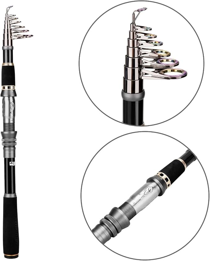 PLUSINNO Fishing Rod, Telescopic Fishing Rod and Reel Combo, Collapsible Travel