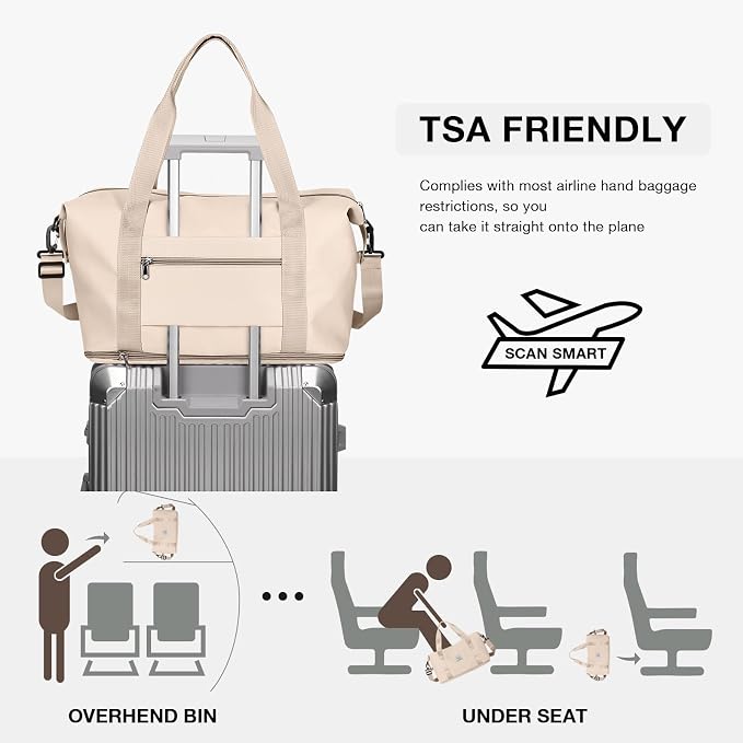 Travel Duffel Bag, Sports Tote Gym Bag, Shoulder Weekender Overnight Bag
