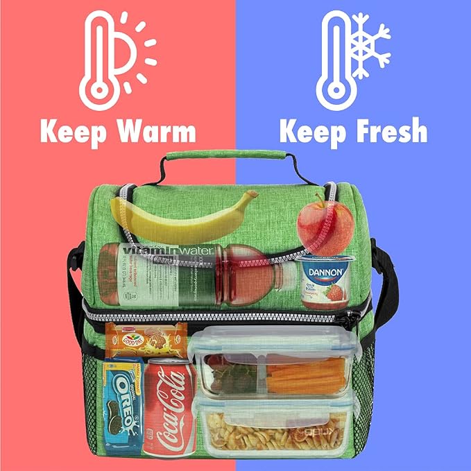 OPUX Lunch Box For Men Women, Insulated Large Lunch Bag Adult Work, Double