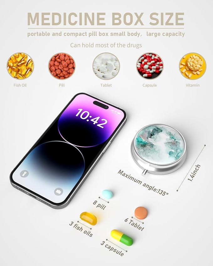 Pill Box, 3 Compartment Portable Travel Medicine Box