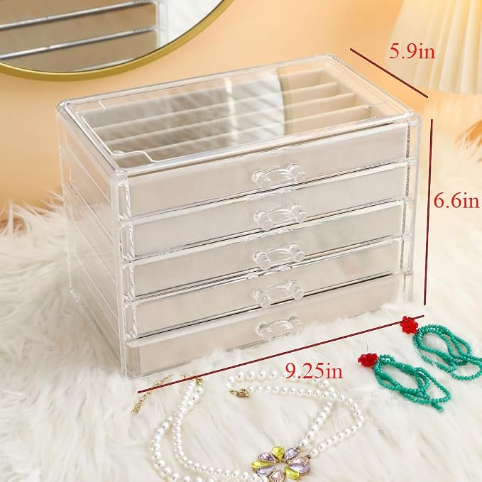 5 Drawers Necklace Organizer Storage, Tray