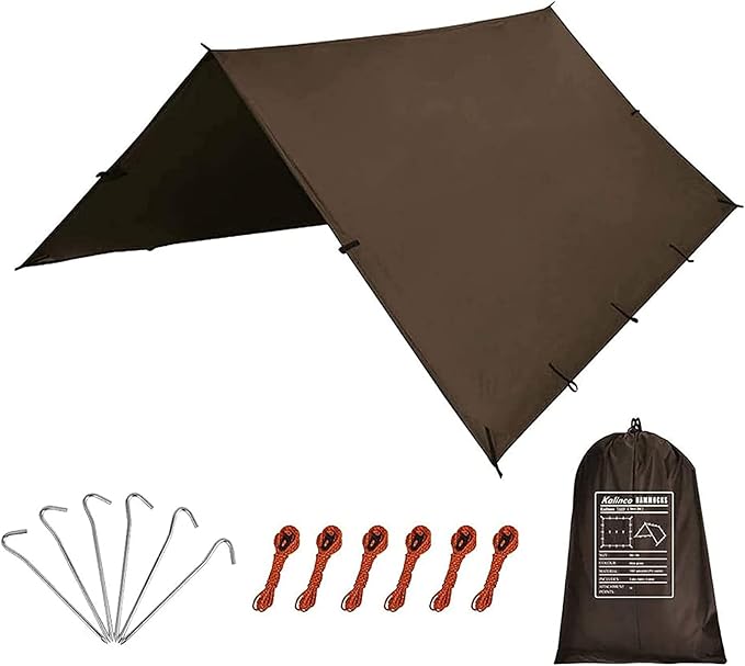 KALINCO Waterproof Camping Tarp Tent Hammock Rain Fly, 10X10FT/10X15FT