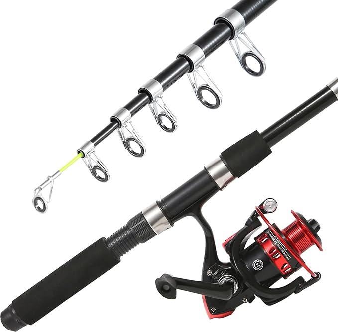 Fishing Rod, 6.9ft 2Pcs Telescopic Fishing Rods Set, Carbon Fiber Fishing Pole