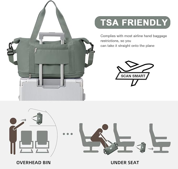 Travel Duffel Bag, Sports Tote Gym Bag, Shoulder Weekender Overnight Bag