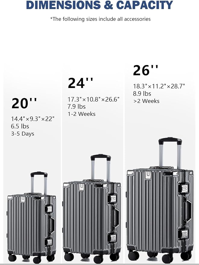 HotWay 20 Inch Aluminum Frame Carry On Luggage
