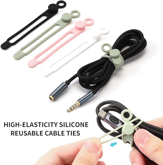 UMUST Silicone Cable Ties, Reusable Cable Management Organizer, Cable Straps