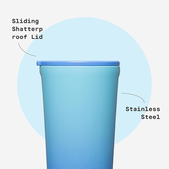 Corkcicle Classic Tumbler - Keeps Drinks Cold 9 Plus Hours - Triple Insulated Stainless Steel Drink Tumbler - Sliding Lid - Summer Drinkware Gift - Keeps Drinks Ice Cold - 24 oz - Boom Box Blue
