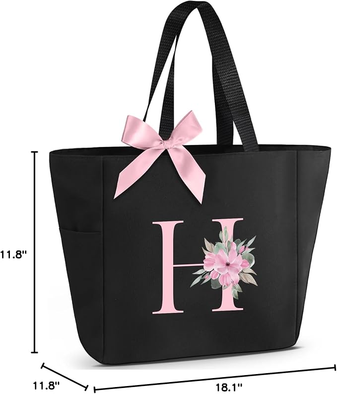 Vavabox Tote Bag, A-Z Initial Monogrammed Waterproof Tote Bag, Bridesmaid Gifts