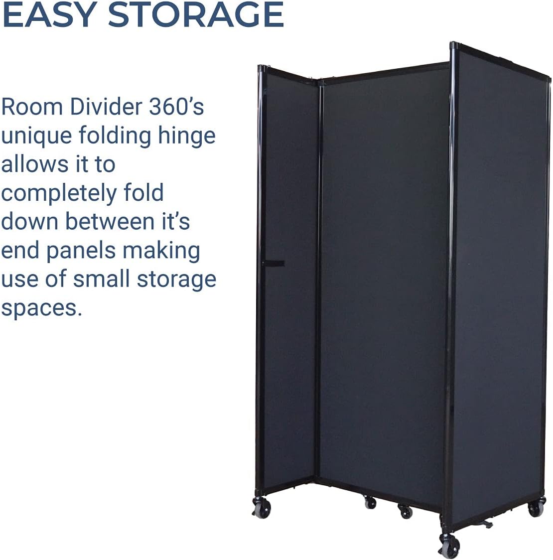 Versare Straightwall Sliding Portable Wall Partition | Freestanding Office Dividers | Locking Wheels | Temporary Room Separator | 11'3'' Wide x 7'6'' Tall Cloud Gray Fabric Panels