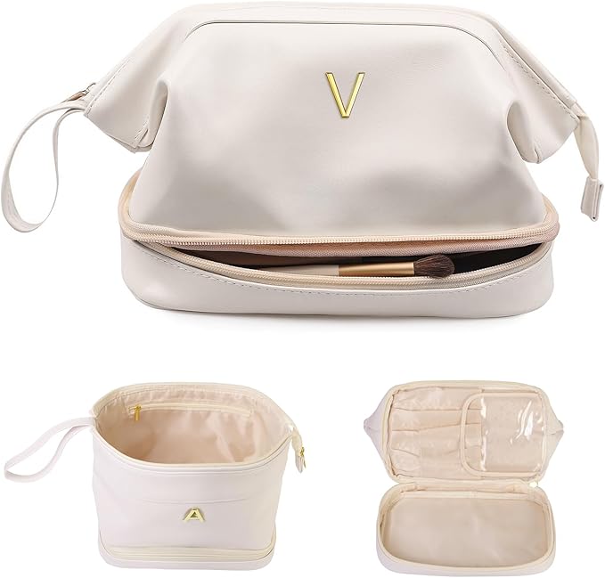 Bridesmaid Gifts for Women, Initial Makeup Bag, Gifts for Girls 12-14 Cosmetic