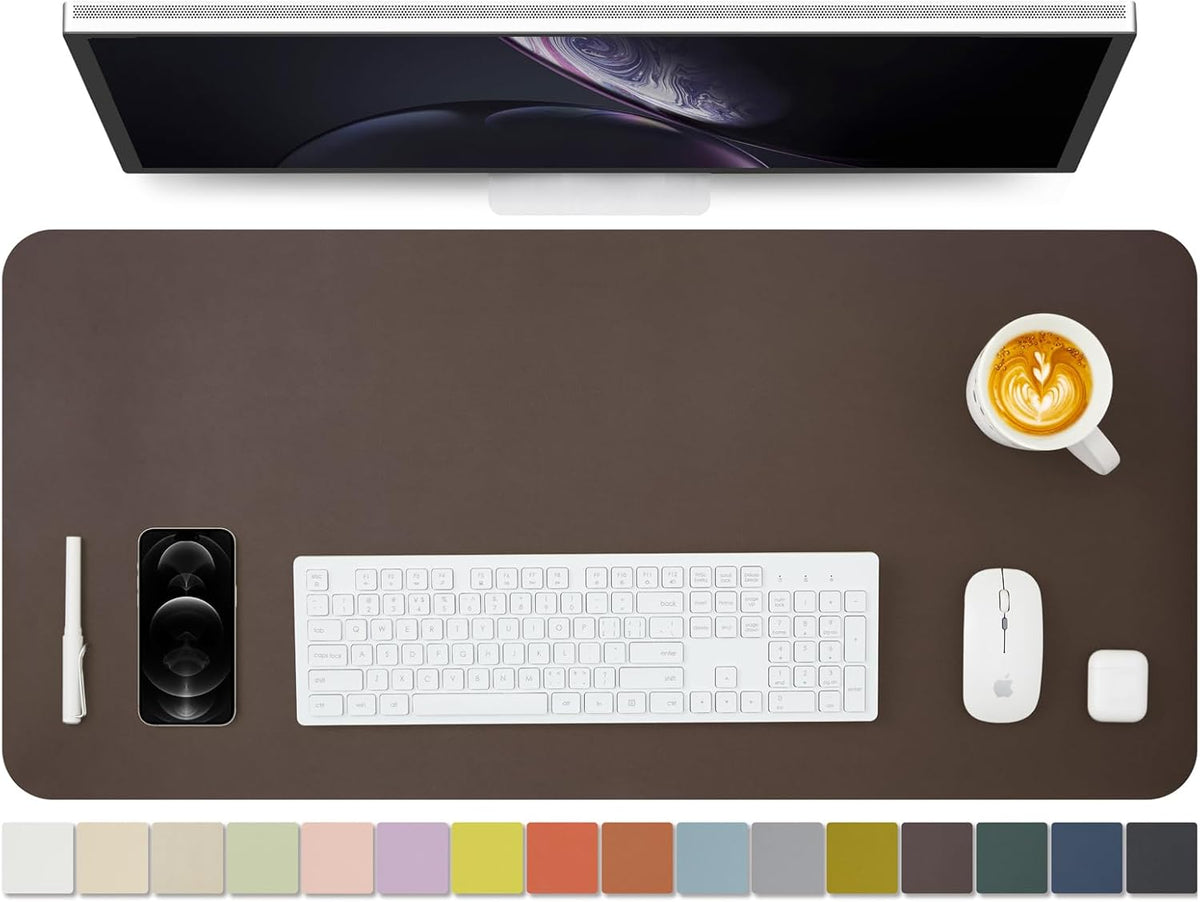 Leather Desk Mat - Non-Slip PU Desk Pad for Office and Home - Desk Organization and Accessories - Ideal for Large Mouse Pad and Desk Mats on Top of Desks (Coffee,36"x 17")