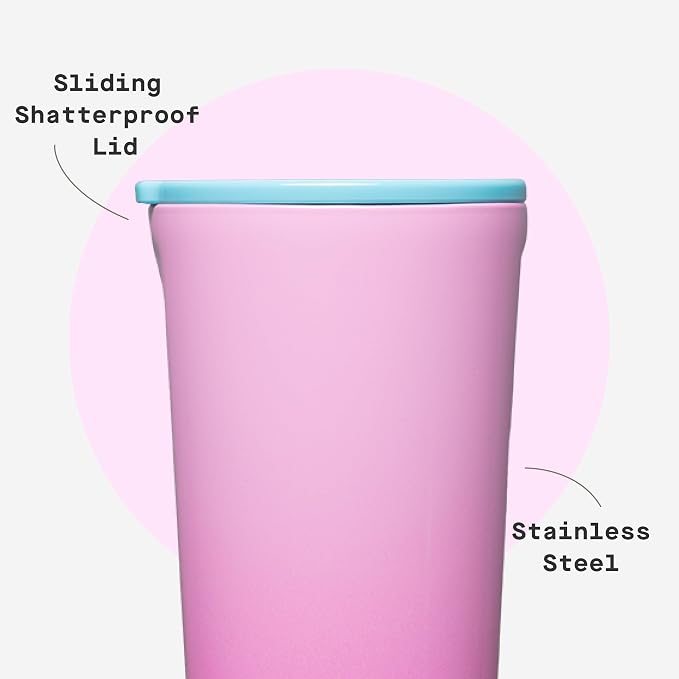 Corkcicle Classic Tumbler - Keeps Drinks Cold 9 Plus Hours - Triple Insulated Stainless Steel Drink Tumbler - Sliding Lid - Summer Drinkware Gift - Keeps Drinks Ice Cold - 24 oz - Pink Pop