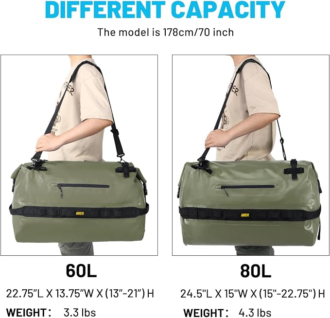 MIER Large Waterproof Duffel Bag Rolltop Dry Backpack Duffle Bags
