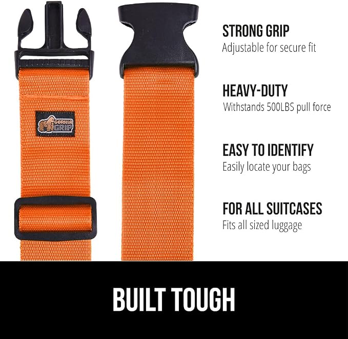 GORILLA GRIP Heavy Duty Adjustable Luggage Straps