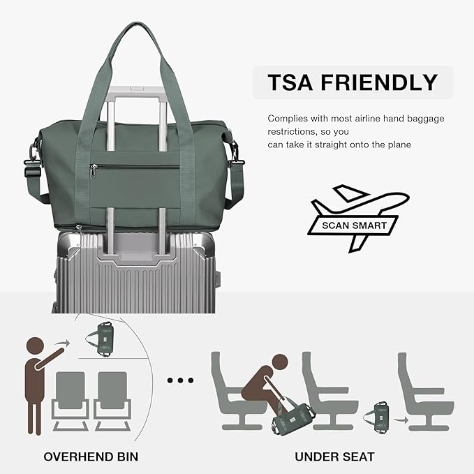 Travel Duffel Bag, Sports Tote Gym Bag, Shoulder Weekender Overnight Bag