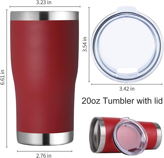 DOMICARE 20oz Tumbler with Lid Stainless Steel Tumblers Bulk, Double Wall