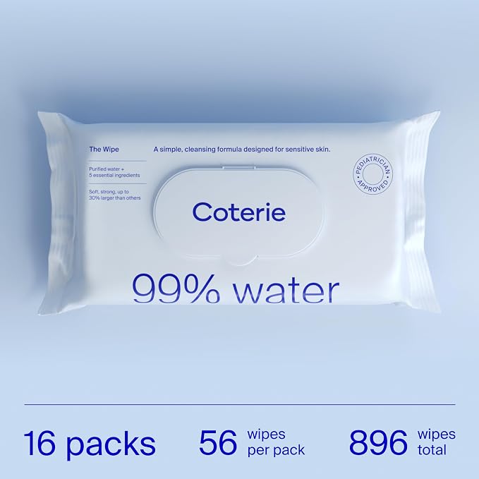 Coterie Baby Wipes for Sensitive Skin, Plant-Based and Plastic-Free Fibers
