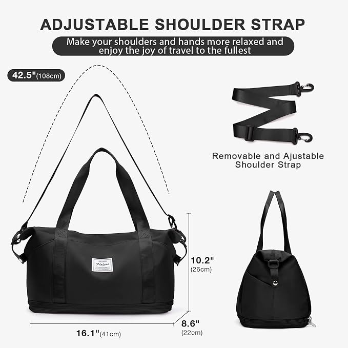 Travel Duffel Bag, Sports Tote Gym Bag, Shoulder Weekender Overnight Bag