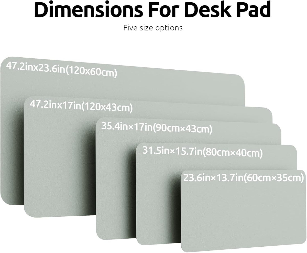 YSAGi Leather Desk Pad Protector, Office Desk Mat, Large Mouse Pad, Non-Slip PU Leather Desk Blotter, Laptop Desk Pad, Waterproof Desk Writing Pad for Office and Home (Grayish Green, 47" x 17")