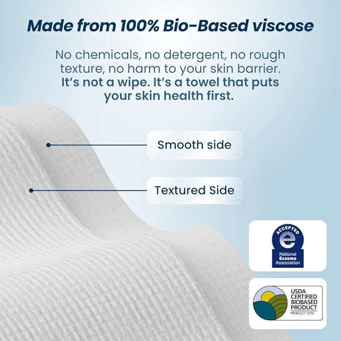 Clean Skin Club Clean Towels XL® Supreme, 100% USDA Biobased Face Towel