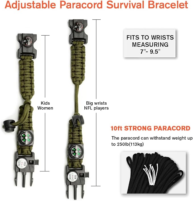 20 in 1 Survival Paracord Bracelet Adjustable Gear Kit