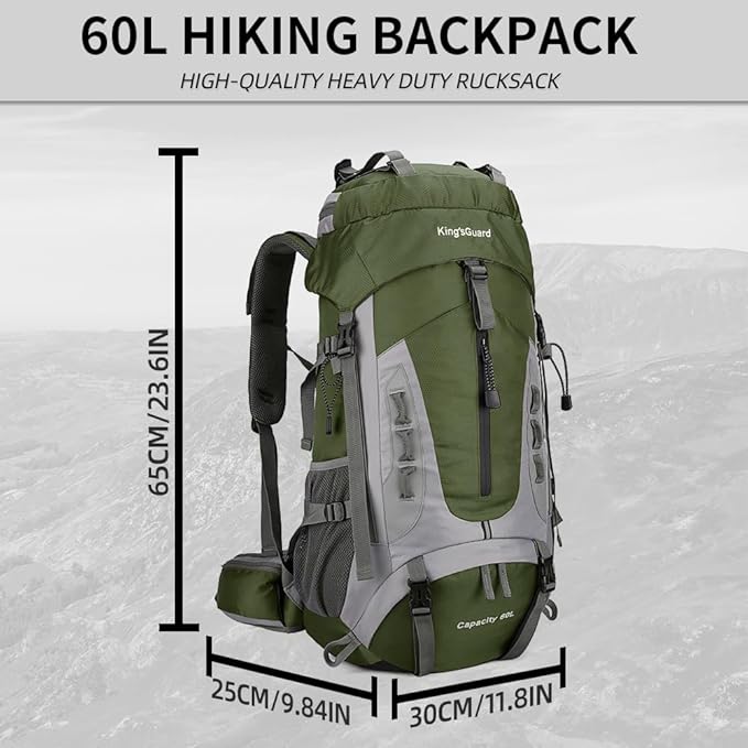 King'sGuard 60L Hiking Backpack Large Waterproof Camping Backpack