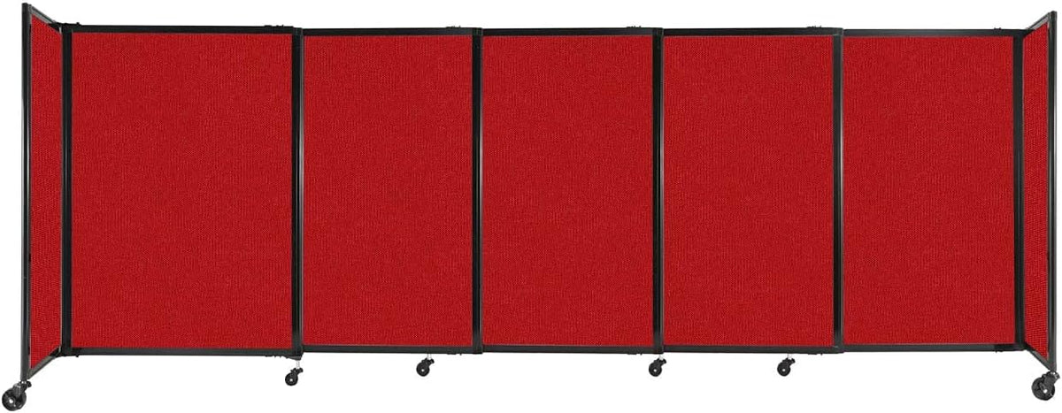 Versare Straightwall Sliding Portable Wall Partition | Freestanding Office Dividers | Locking Wheels | Temporary Room Separator | 11'3'' Wide x 4' Tall Red Fabric Panels