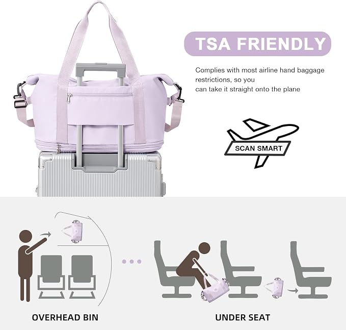 Travel Duffel Bag, Sports Tote Gym Bag, Shoulder Weekender Overnight Bag